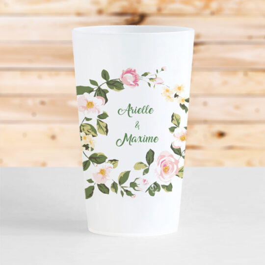 gobelet personnalise mariage couronne fleur pastel cadeau invite