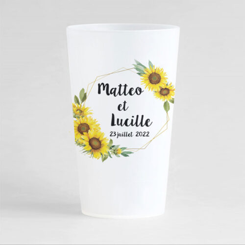 gobelet tournesol personnalise-cadeau mariage original anniversaire fete ecologique