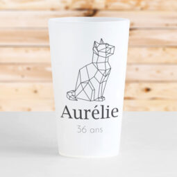 gobelet anniversaire reutilisable personnalise prenom chat geometrique