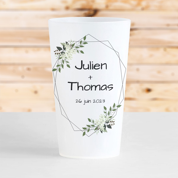 Gobelet réutilisable personnalisé - FLEURS BLANCHES - MakeYourCup