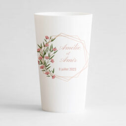 gobelet personnalise verre fleur rose mariage ceremonie fete anniversaire