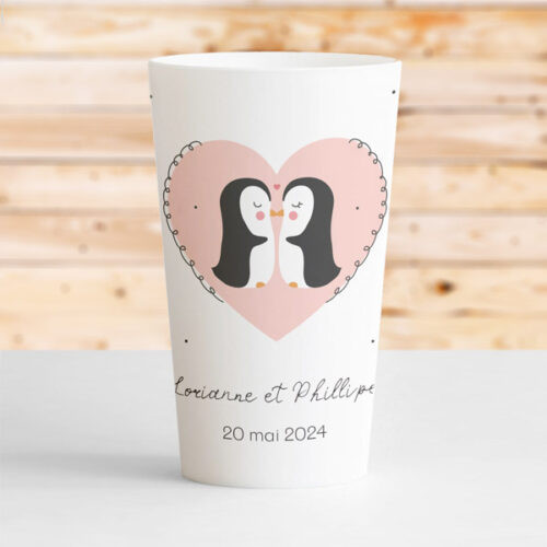 gobelet reutilisable mariage ecologique pingouin personnalise prenom original