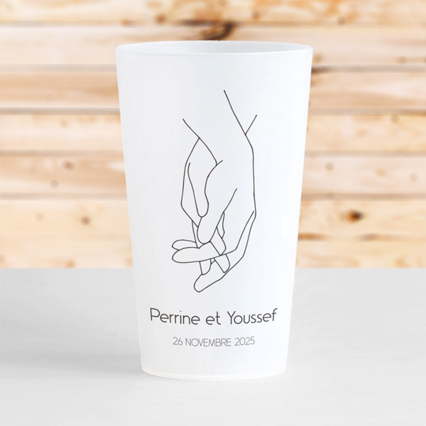 gobelet personnalisation mariage main trait pastel simple