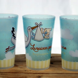 cadeau de naissance original gobelet à personnaliser cigogne