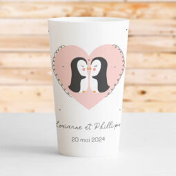 gobelet mariage pingouins amoureux